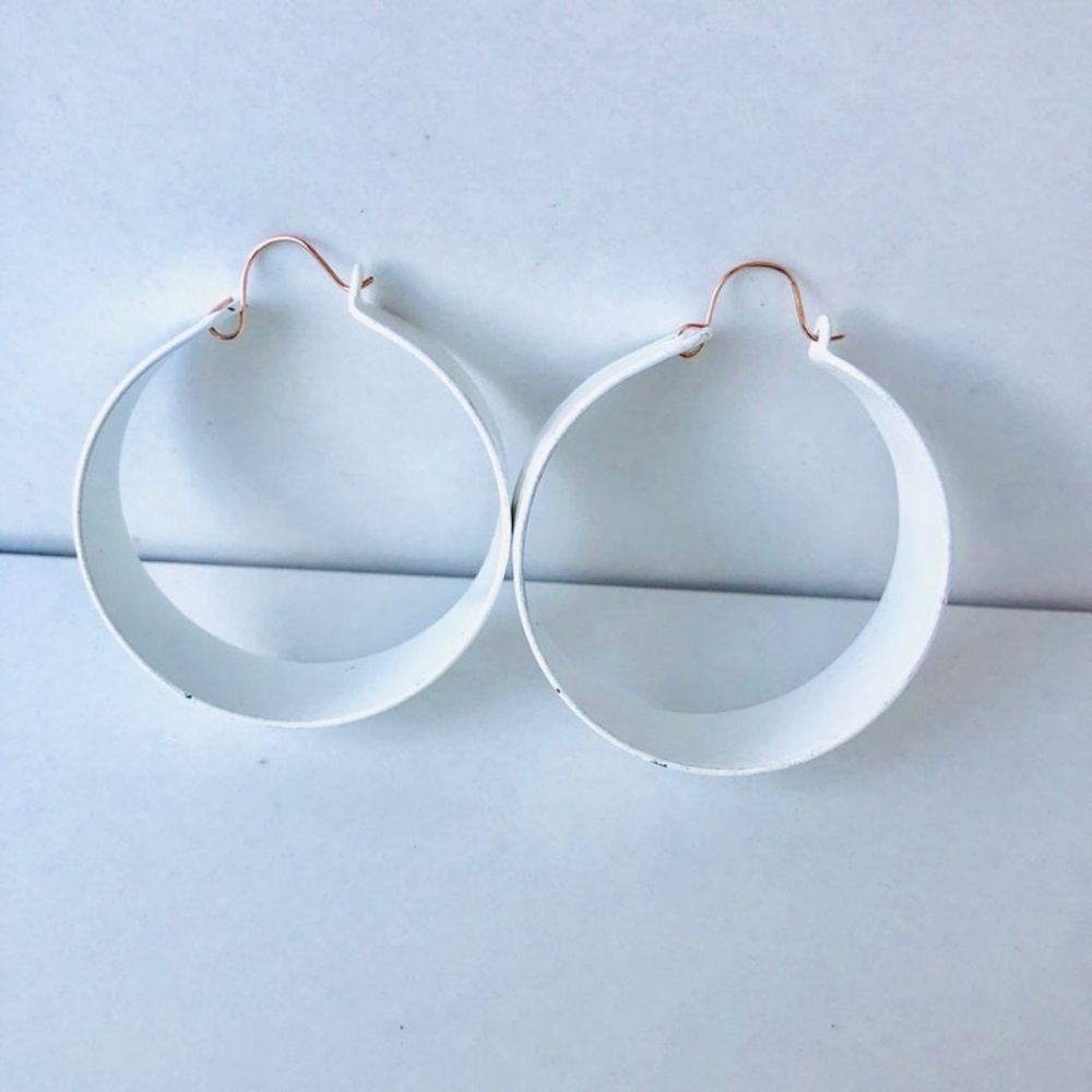 Vintage White Deco Hoops